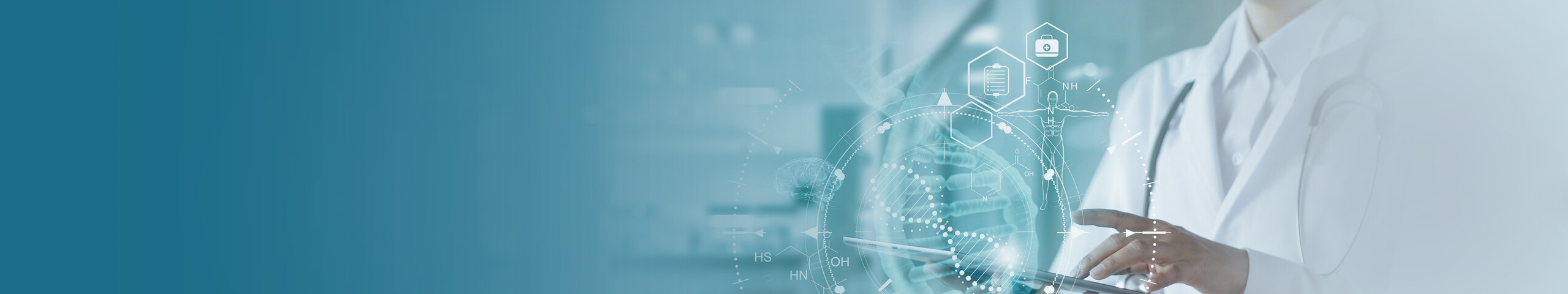 A doctor with symbolized smart healthcare image concept